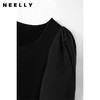 NEELLY纳俪商场同款针织拼接连衣裙女泡泡袖中长款A字大摆裙夏季N23043Y01096 商品缩略图3
