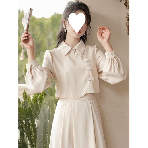 法式长袖赫本风复古新中式连衣裙女秋季新款假两件高级感小众裙子 商品图1