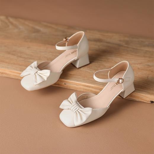 ZHR蝴蝶结包头凉鞋女2023新款夏季法式复古玛丽珍鞋一字扣带凉鞋 商品图8