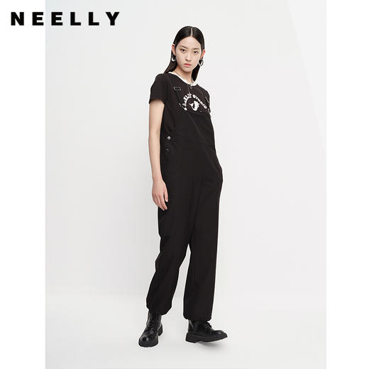 NEELLY纳俪商场同款黑色休闲裤女抽绳束脚运动裤百搭显瘦夏季新款N23043Q01104 商品图2