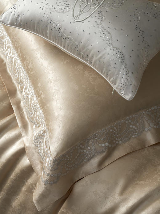 whinny/惠谊 现代新中式滑爽真丝丝绵染色提花四件套 星辰大海 商品图2