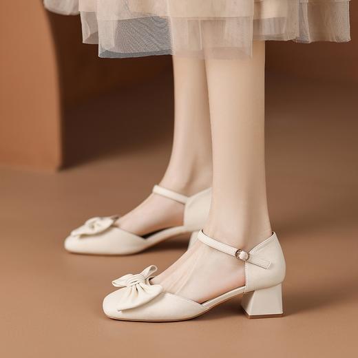 ZHR蝴蝶结包头凉鞋女2023新款夏季法式复古玛丽珍鞋一字扣带凉鞋 商品图7