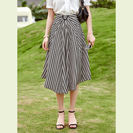 欧芮儿雪纺半身裙女2021新款夏季收腰显瘦气质高腰赫本风A字伞裙 商品图0