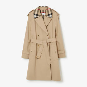 BURBERRY 巴宝莉 女士滑铁卢版型 - 格纹装饰棉质嘎巴甸 Trench 束腰风衣 卡其色 8058231 A1366