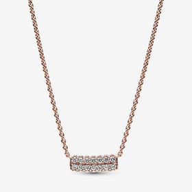 百货世界-潘多拉  Pandora Timeless 双排Pavé密镶条形吊坠锁骨链颈饰