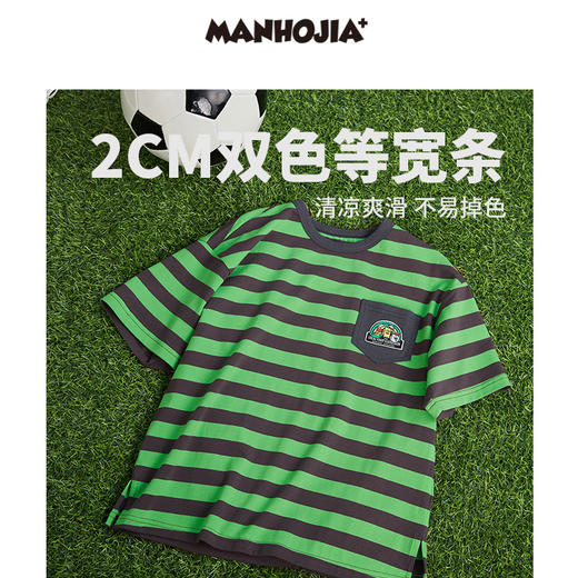 漫画家潮童装男童短袖条纹2023新款T恤薄款宽松透气原创儿童上衣 商品图3