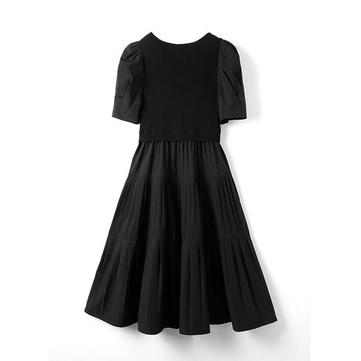 NEELLY纳俪商场同款针织拼接连衣裙女泡泡袖中长款A字大摆裙夏季N23043Y01096 商品图0