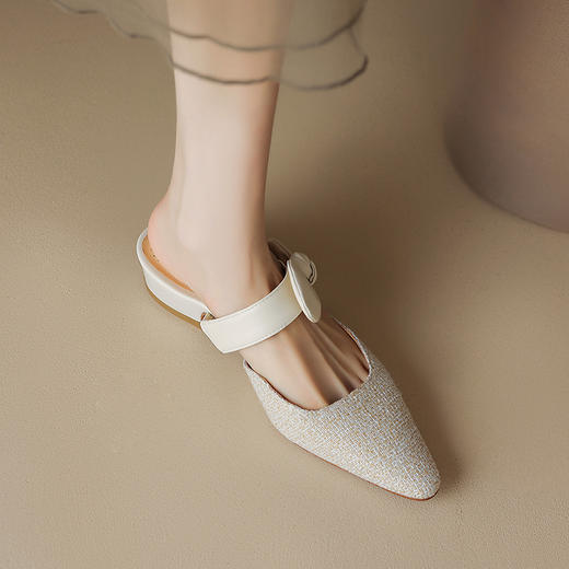 清新田园风，千鸟格纹尖头蝴蝶结拖鞋MT-ML8286 商品图9