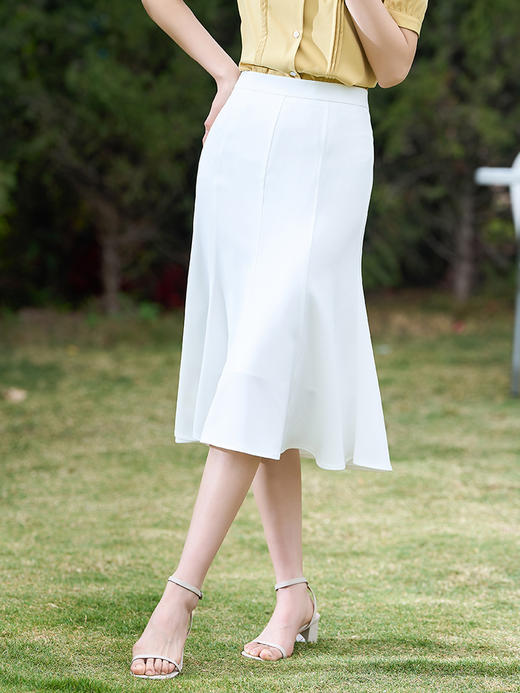 【五折购】熙世界仙气白色鱼尾裙女中长款春夏新款收腹显瘦小个子包臀半身裙 商品图3