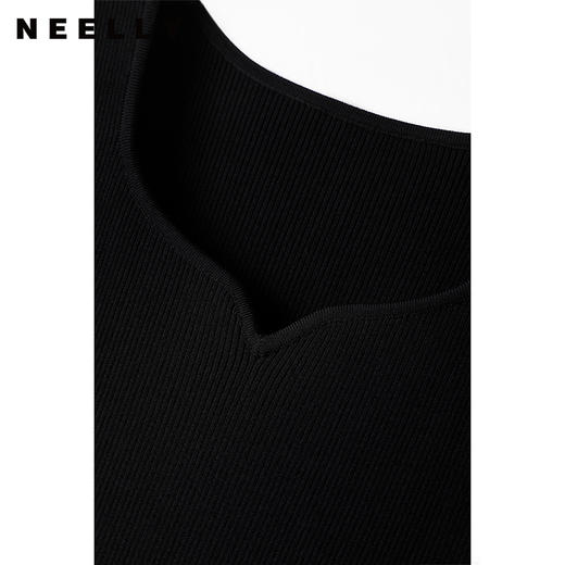 NEELLY纳俪商场同款针织拼接连衣裙女泡泡袖中长款A字大摆裙夏季N23043Y01096 商品图1