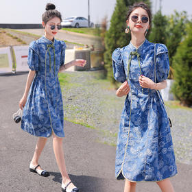 气质系带牛仔，旗袍连衣裙HR-HJY2352-1