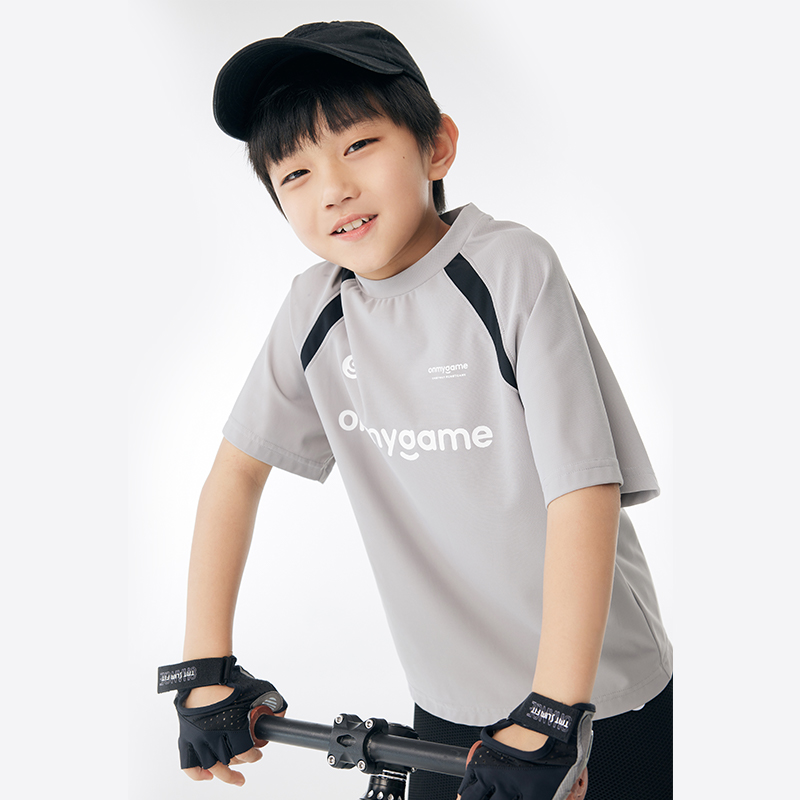 onmygame男童短袖T恤儿童运动衣夏季体能训练运动衣透气上衣
