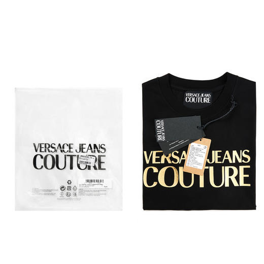VERSACE JEANS COUTURE SS23 范思哲 男装短袖圆领T恤夏季金色LOGO时尚潮流上衣半袖 74GAHT01 CJ00T 商品图2