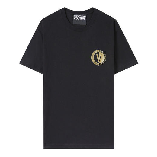 VERSACE JEANS COUTURE SS23 范思哲 男士棉质金色徽标印花短袖T恤上时尚休闲男装 74GAHT10 CJ00T 商品图0