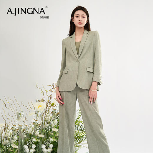 【商场同款】阿菁娜复古绿色时髦高级西装外套A28X108001 商品图2