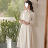 法式长袖赫本风复古新中式连衣裙女秋季新款假两件高级感小众裙子 商品缩略图0