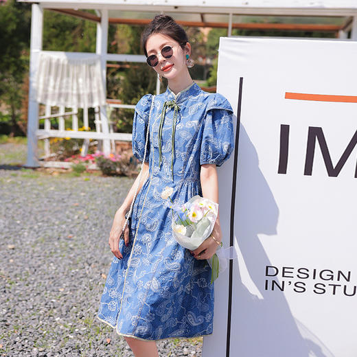 气质系带牛仔，旗袍连衣裙HR-HJY2352-1 商品图7