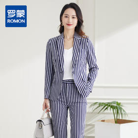 【西装+西裤】罗蒙春秋款西服套装女士商务通勤修身显瘦条纹西服两件套女