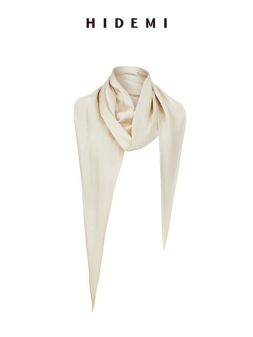 HIDEMI 极简双层双面缎面丝巾 黑色/白色 商品图12