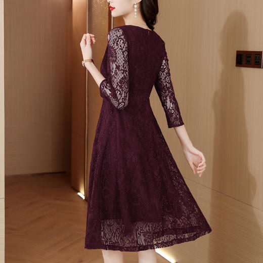 夏季新款，时尚气质名媛风感显瘦中长裙圆领蕾丝连衣裙AHM-mmjp8390 商品图2