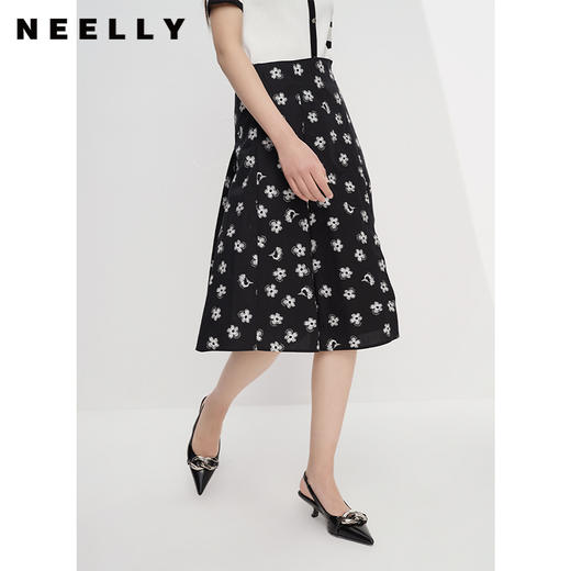 NEELLY纳俪商场同款夏季新款碎花不规则半身裙女中长款A字裙百搭N23043E01098 商品图2