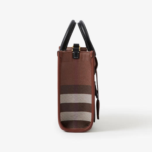 BURBERRY 巴宝莉 女士 Freya 格纹拼皮革迷你芙蕾雅托特包 格子 8069661 A9011 商品图1