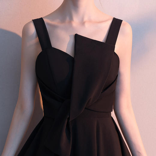 黑色宴会小晚礼服女简单大方仙女系气质主持人显瘦名媛连衣裙 商品图0