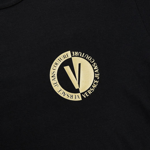 VERSACE JEANS COUTURE SS23 范思哲 男士棉质金色徽标印花短袖T恤上时尚休闲男装 74GAHT10 CJ00T 商品图4