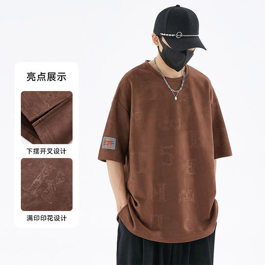 一口价【新款DSK】夏季重磅麂皮绒T恤大依优型短袖T恤胖子加肥弹力透气大码男装半袖 商品图3