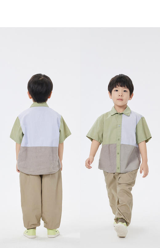 jnby  23年夏款  棉麻撞色拼接短袖衬衣 1N5211940 商品图7