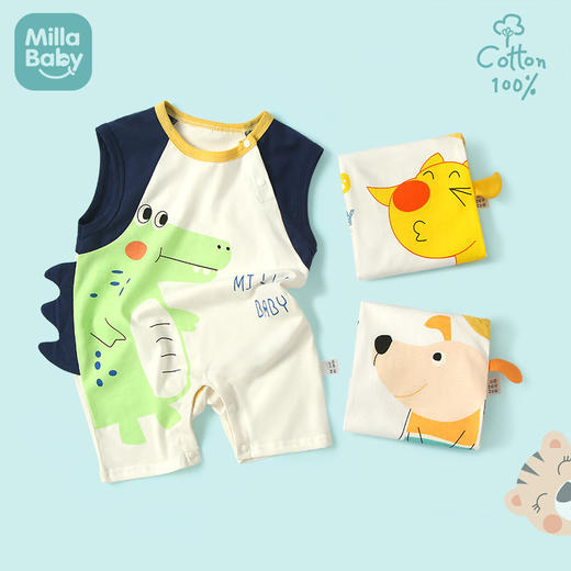 网红风夏季薄款宝宝连体衣超萌外穿新生儿无袖哈衣服 商品图0