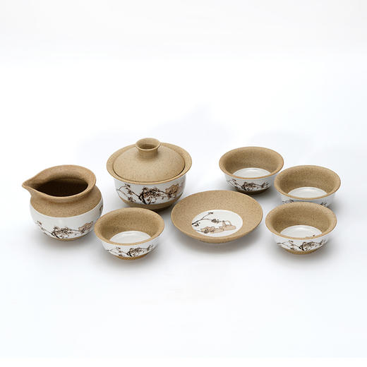 西泠印社玉映砂茶具套装 盖碗+公道杯+品茗杯+紫砂壶茶具+茶台 商品图2