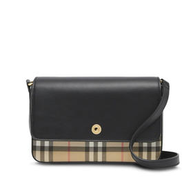 BURBERRY 巴宝莉 女士 Vintage 格纹皮革单肩包 黑色 8065481 A1189