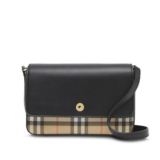 BURBERRY 巴宝莉 女士 Vintage 格纹皮革单肩包 黑色 8065481 A1189 商品图0