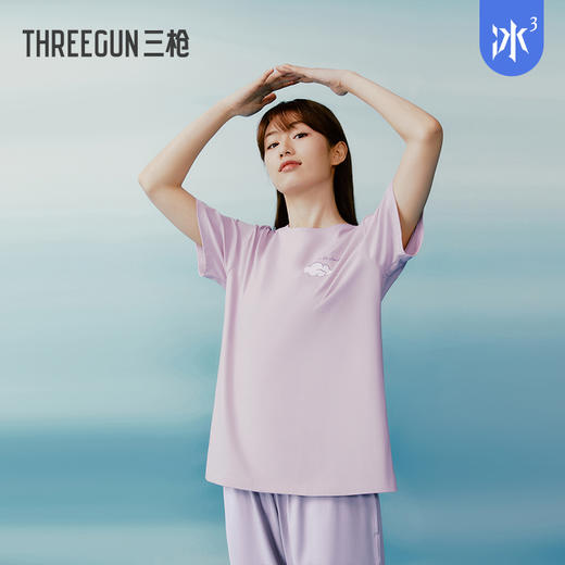 Threegun三枪 【冰泉棉】圆领短袖中裤女士家居套家居服-82226D011 商品图3