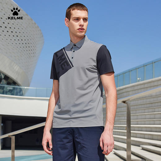 KELME卡尔美polo衫男士2023夏季新款时尚拼接上衣足球翻领短袖T恤 商品图1