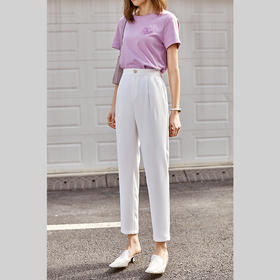 欧芮儿白色休闲裤女2022春季新款王炸防透通勤时尚气质百搭锥形裤