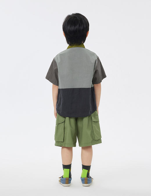 jnby  23年夏款  棉麻撞色拼接短袖衬衣 1N5211940 商品图5