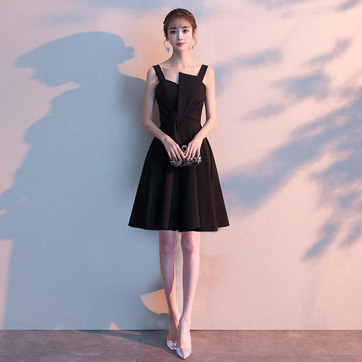 黑色宴会小晚礼服女简单大方仙女系气质主持人显瘦名媛连衣裙 商品图6