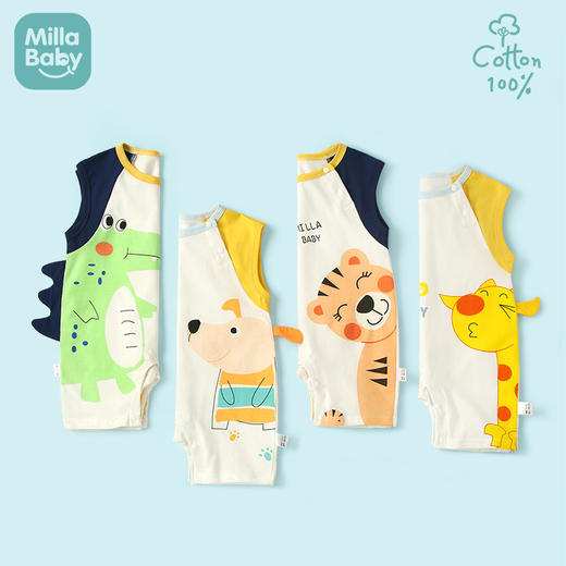 网红风夏季薄款宝宝连体衣超萌外穿新生儿无袖哈衣服 商品图1