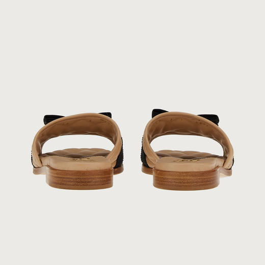 FERRAGAMO 菲拉格慕 女士皮革 VARA 蝴蝶结拖鞋 卡其色 754668 商品图2