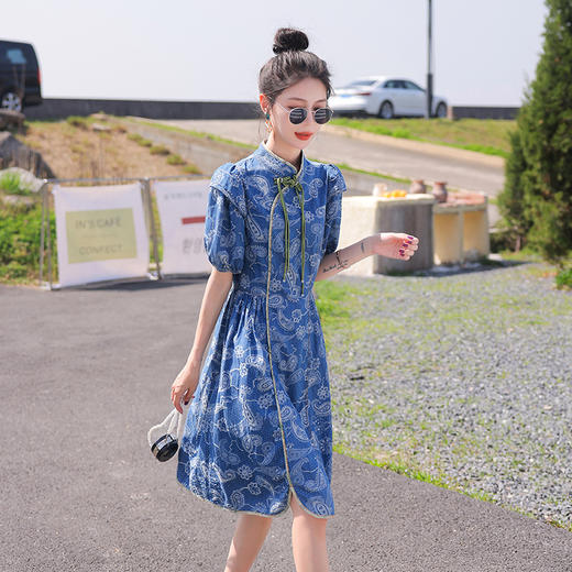 气质系带牛仔，旗袍连衣裙HR-HJY2352-1 商品图9