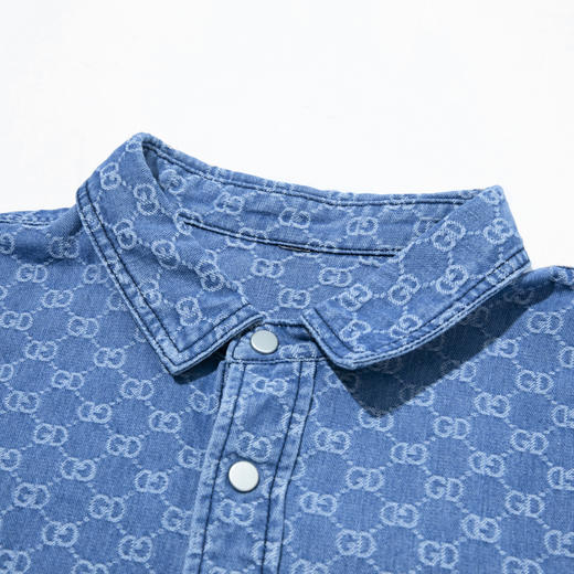 【断码清仓】HX 春夏季水洗牛仔短袖衬衫/Z103320021101 商品图6