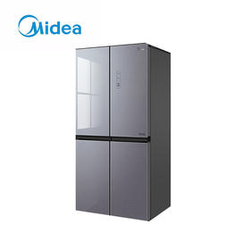 ZM | Midea/美的 467升十字对开门风冷无霜智能双变频钢化玻璃面板家用电冰箱双系统铂金净味BCD-467WSGPM 榭湖银【普通快递】