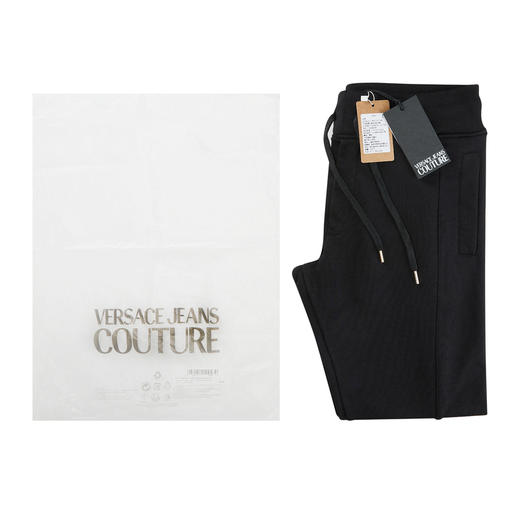 VERSACE JEANS COUTURE 范思哲  男士LOGO字母印花运动休闲裤 黑色金色 74GAAT01 CF05T 商品图2