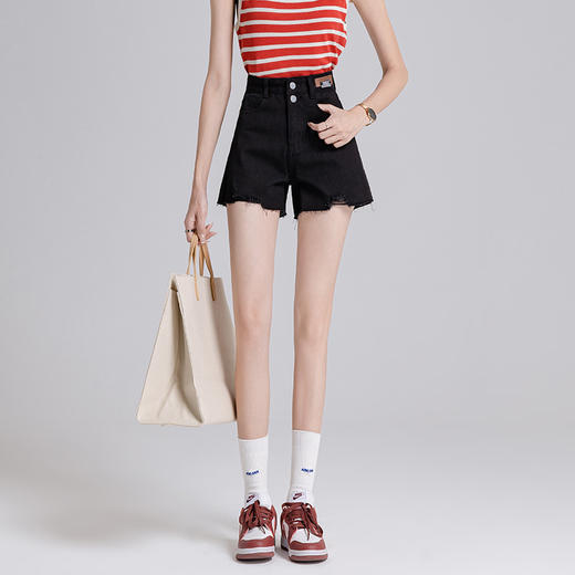 夏季穿搭【显瘦显高！秒变大长腿！】夏季薄款新款宽松阔腿高腰显瘦，时尚a字辣妹超短热裤，百搭不挑五分牛仔裤女时尚休闲热裤牛仔短裤女 商品图1