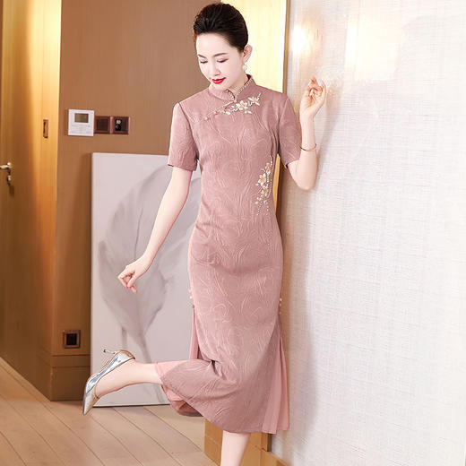 优雅修身，喜婆婆婚宴婚礼高贵假两件连衣裙礼服时尚宴会裙子LC-2352 商品图2