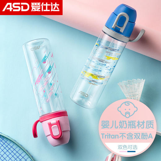 爱仕达 大容量运动水杯Tritan婴儿材质 吸管杯570ML 一键弹跳杯 商品图0