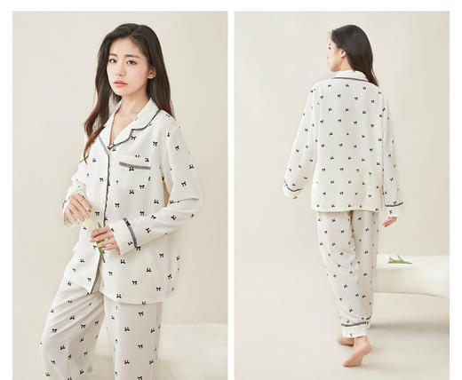 冰雪丝小蝴蝶结蕾丝拼接家居套装20006 商品图1