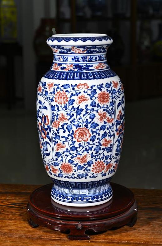 青花釉下红圆口瓶 商品图0